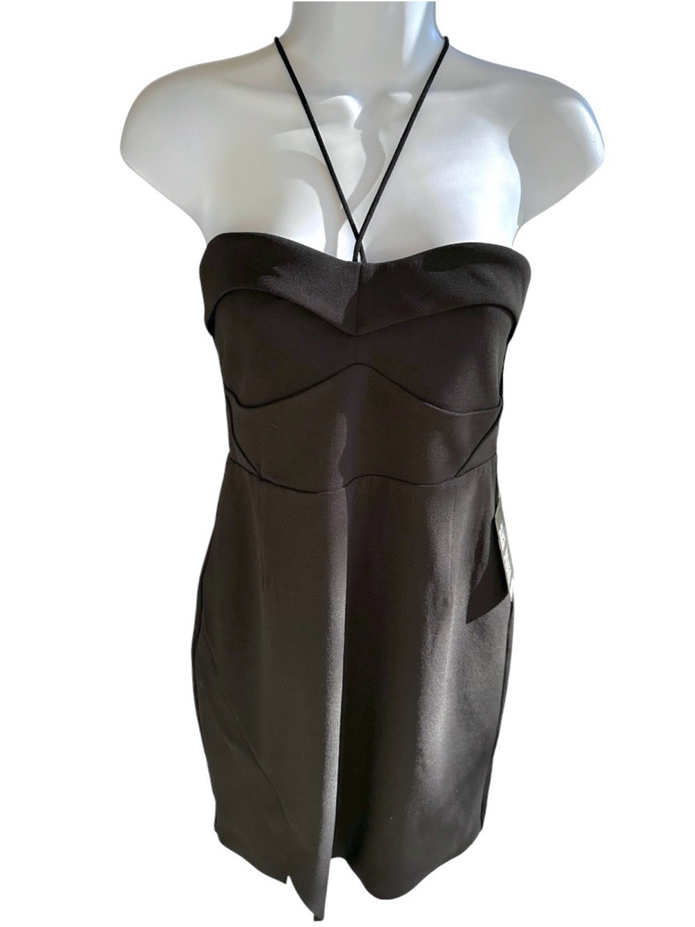 Black Cocktail Dress with Halter Tie Detail